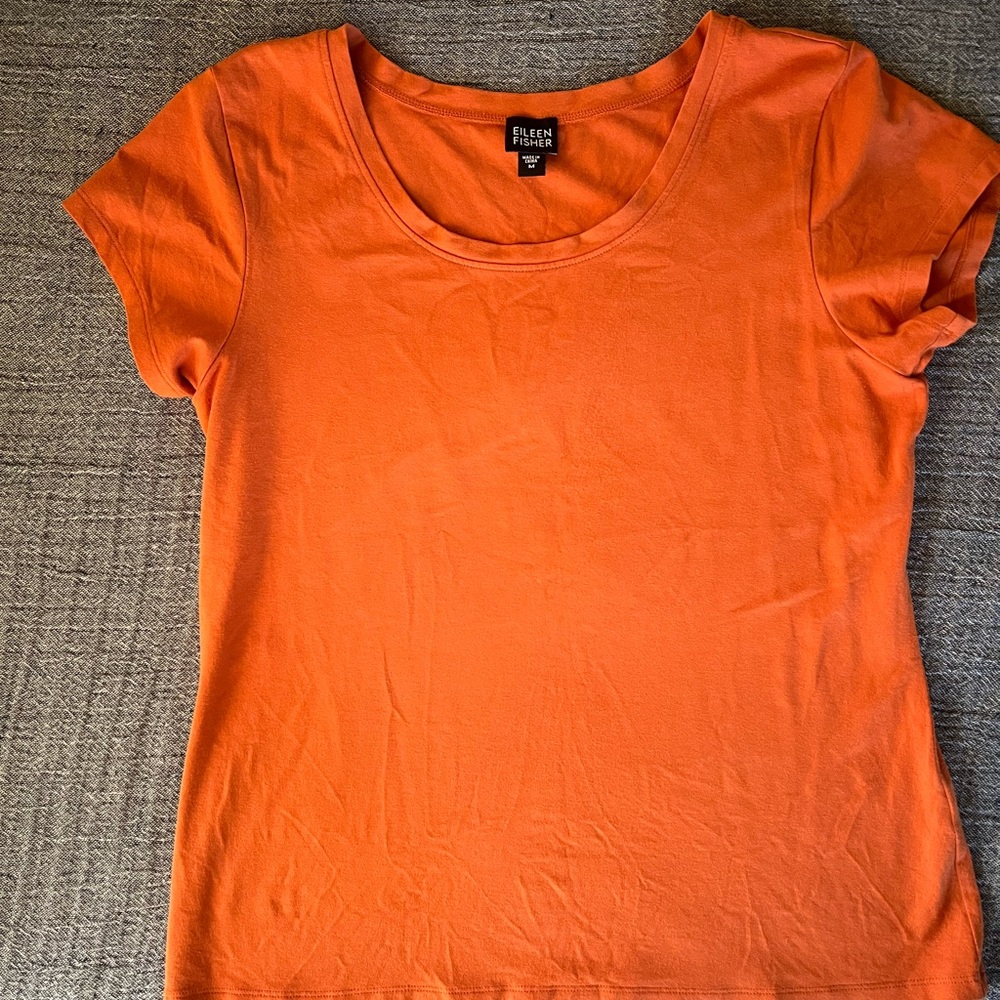 Eileen Fisher Vibrant Orange Short Sleeve Tee